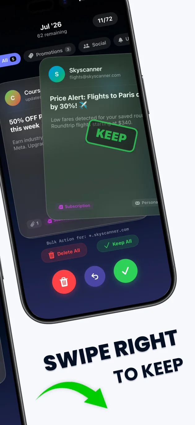 Swipe Email Cleaner - Custom Controls & Settings on iPhone